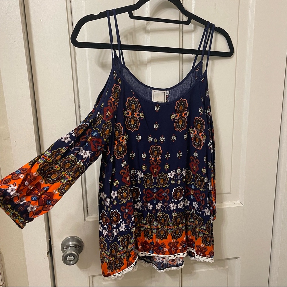 Meraki Navy and Orange Blouse
